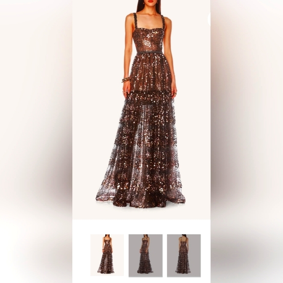 Bronx and Banco Dresses & Skirts - Bronx and BancoMidnight Noir Tiered Sequin-Embellished Gown